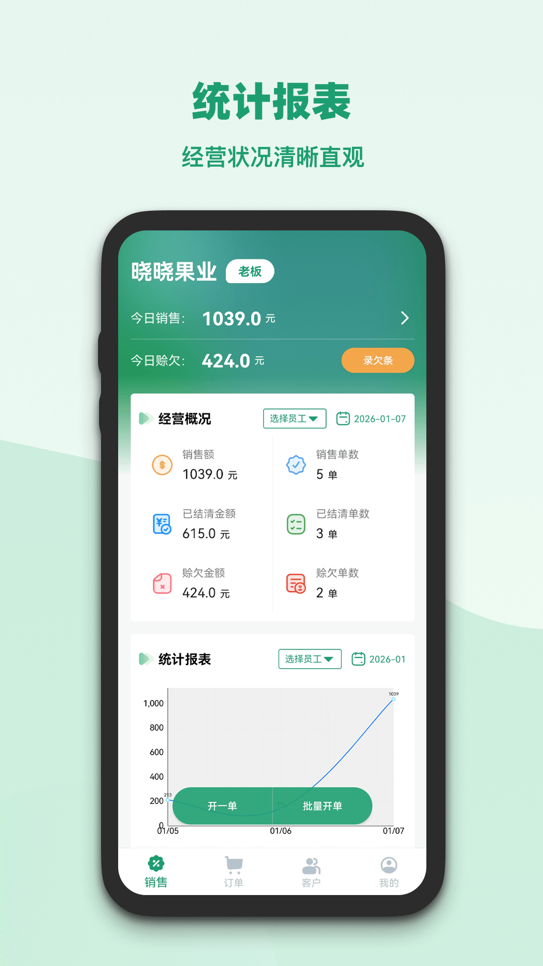 果蔬记账宝 App 界面